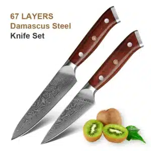 5-inch Kitchen Knife Set Damascus Premium Steel Utility Knife Multi-Purpose Kitchen Chef Fruit Knife Rosewood Handle